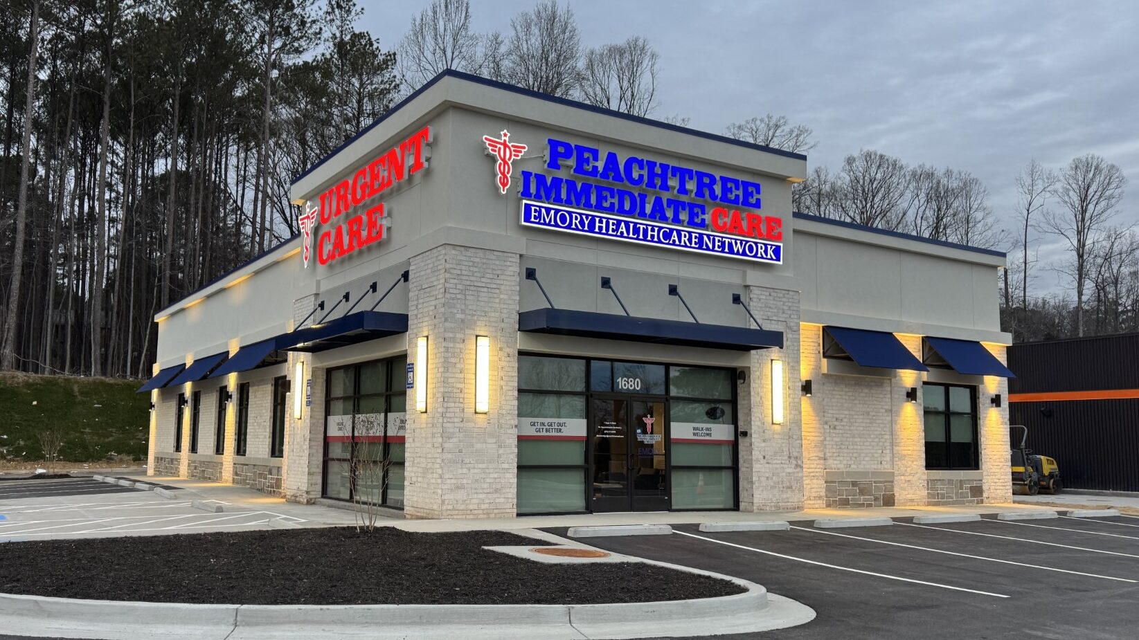 The exterior of the Peachtree Immediate Care urgent care building in Stockbridge, Georgia.